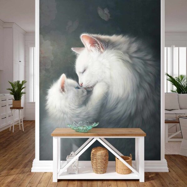 Gato e gatinho a beijarem-se Gato e gatinho a beijarem-se