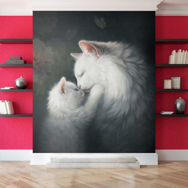 Gato e gatinho a beijarem-se Gato e gatinho a beijarem-se