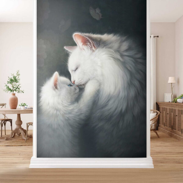 Gato e gatinho a beijarem-se Gato e gatinho a beijarem-se