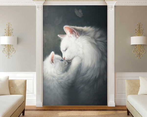Gato e gatinho a beijarem-se Gato e gatinho a beijarem-se