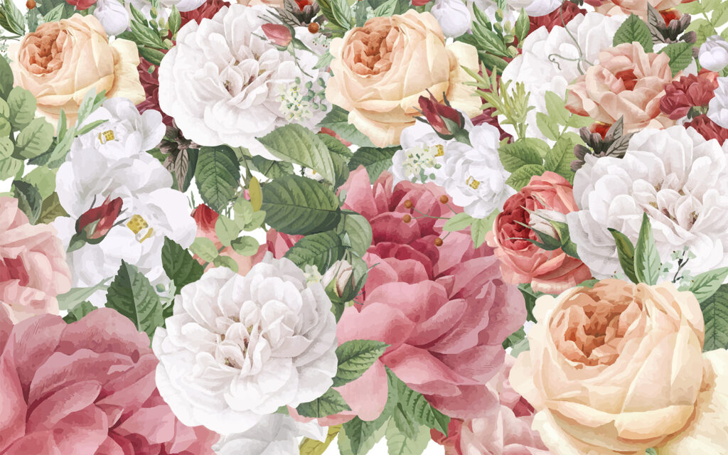 Flores exuberantes em tons pastel suaves Flores exuberantes em tons pastel suaves