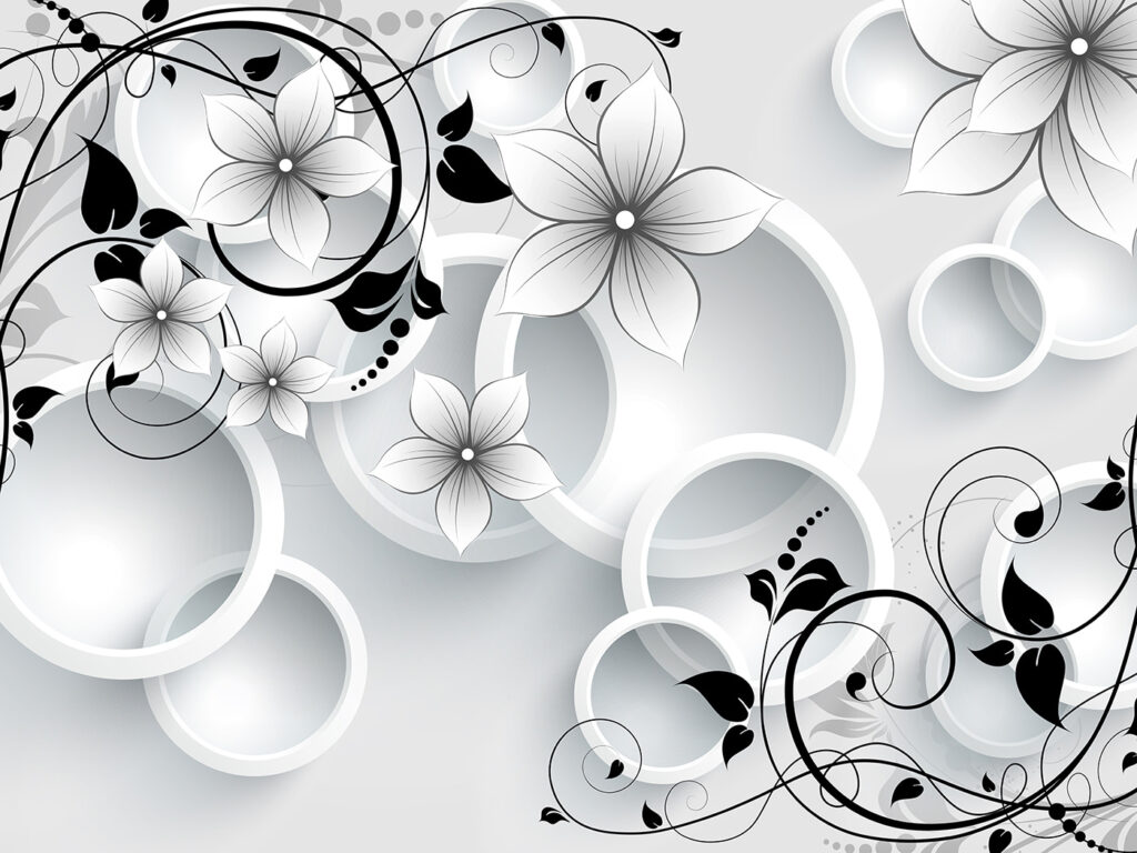 Papel de parede com flores e círculos Papel de parede com flores e círculos