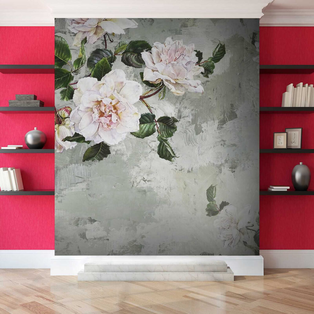 Painting of flowers on a wall Painting of flowers on a wall