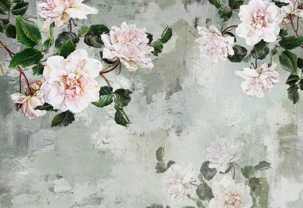 Pintura de flores numa parede Pintura de flores numa parede