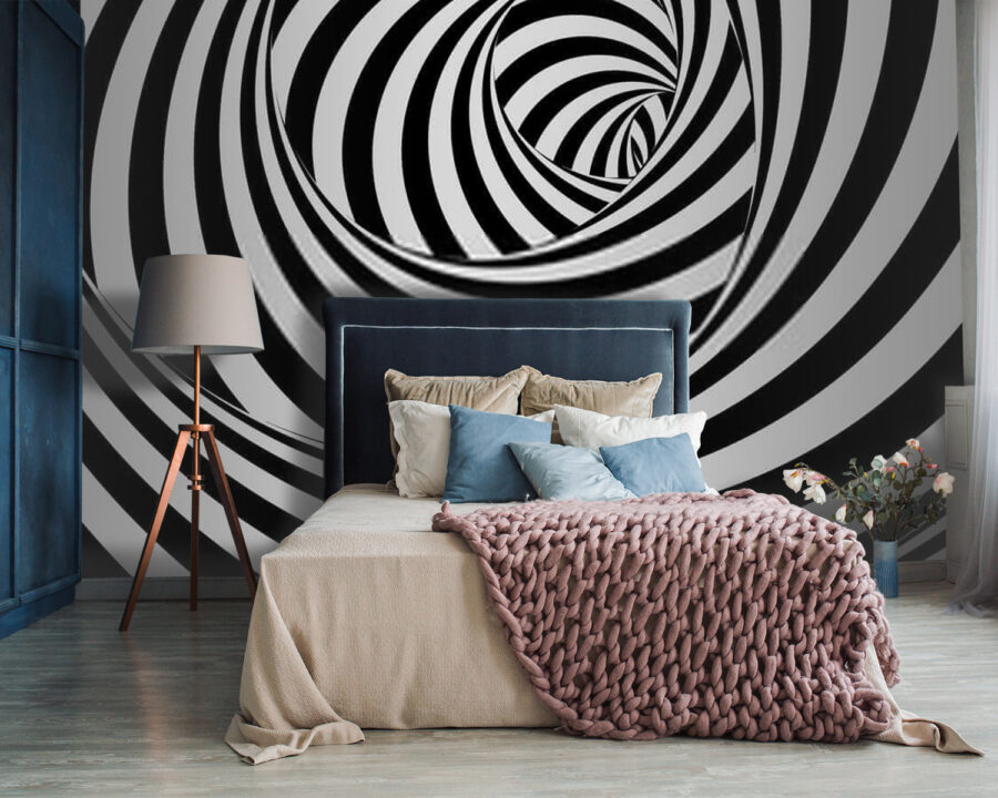 Padrão em espiral a preto e branco