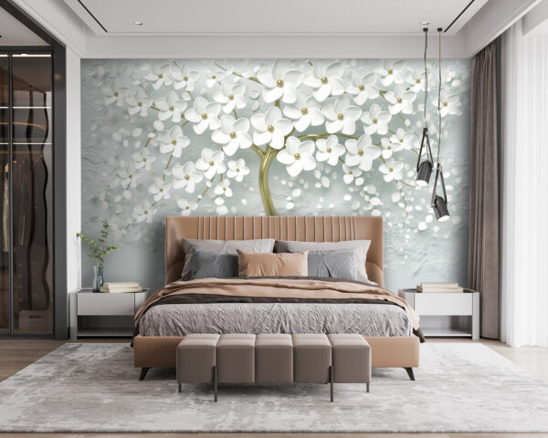 Árvore com flores e folhas brancas Árvore com flores e folhas brancas