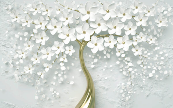 Árvore com flores e folhas brancas Árvore com flores e folhas brancas