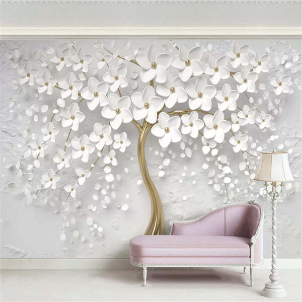 Árvore com flores e folhas brancas Árvore com flores e folhas brancas