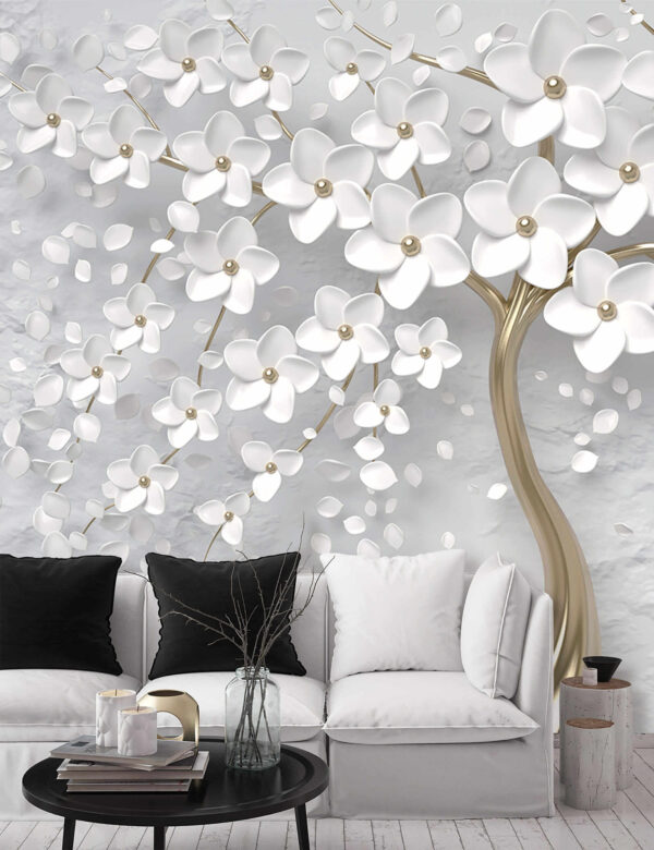Árvore com flores e folhas brancas Árvore com flores e folhas brancas