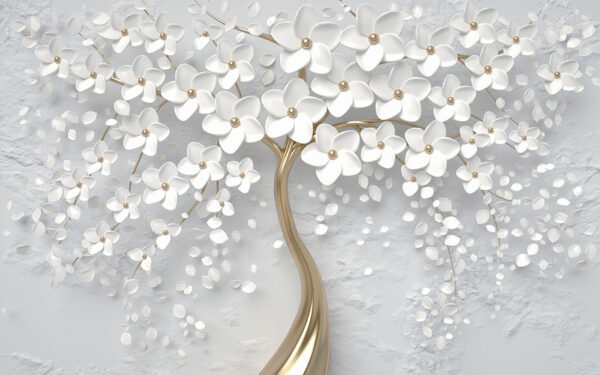 Árvore com flores e folhas brancas Árvore com flores e folhas brancas