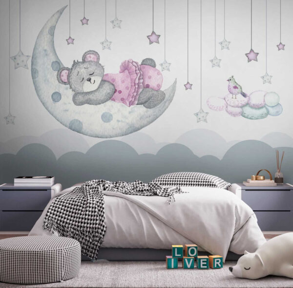 Urso de peluche a dormir na lua Urso de peluche a dormir na lua