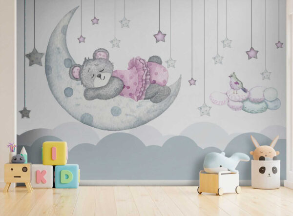 Urso de peluche a dormir na lua Urso de peluche a dormir na lua