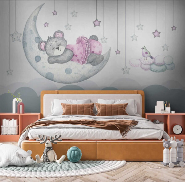 Urso de peluche a dormir na lua Urso de peluche a dormir na lua