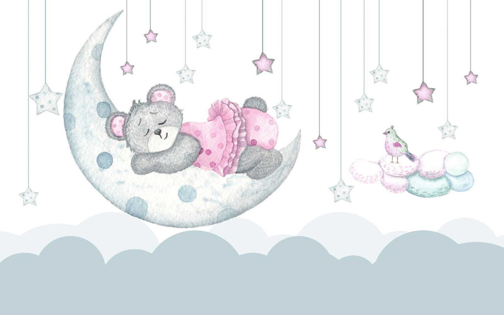 Urso de peluche a dormir na lua Urso de peluche a dormir na lua
