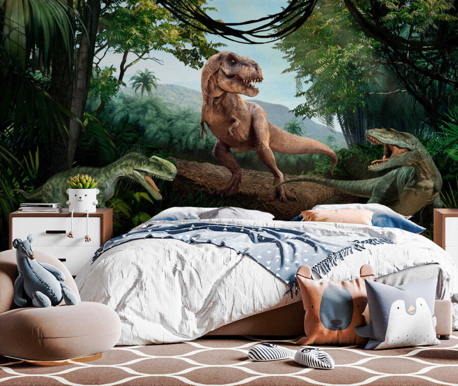 Dinossauro numa floresta