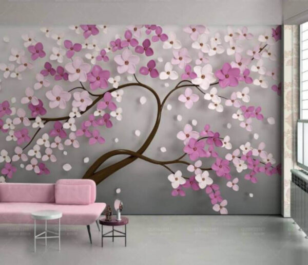 Árvore com flores cor-de-rosa e brancas Árvore com flores cor-de-rosa e brancas