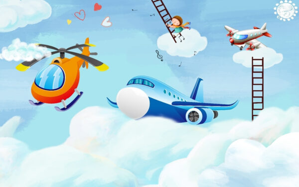 Aviões em desenho animado no céu Aviões em desenho animado no céu