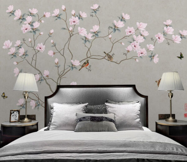 Árvore com flores e pássaros Árvore com flores e pássaros