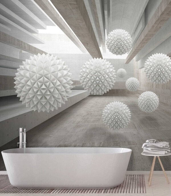 White balls in a room