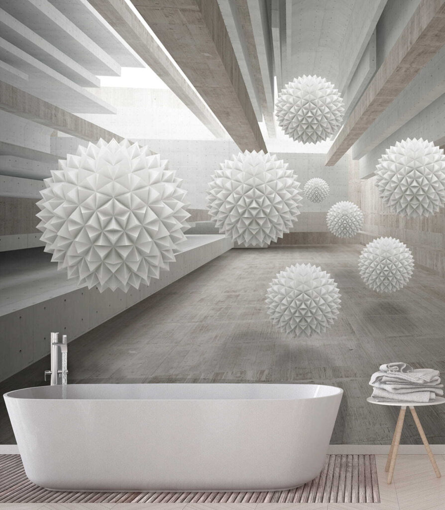 White balls in a room