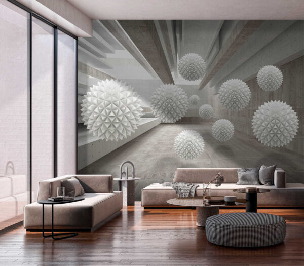 White balls in a room