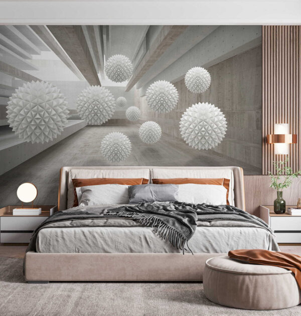 White balls in a room