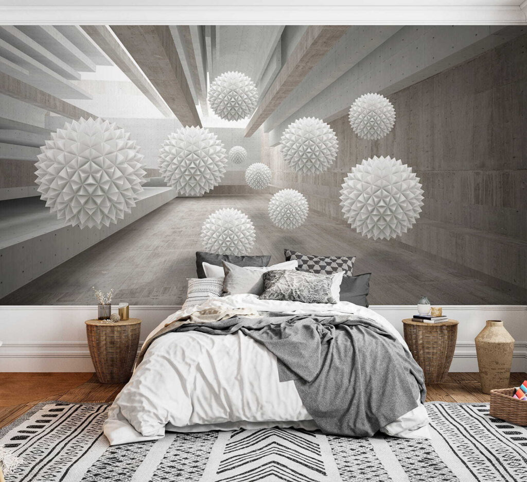 White balls in a room