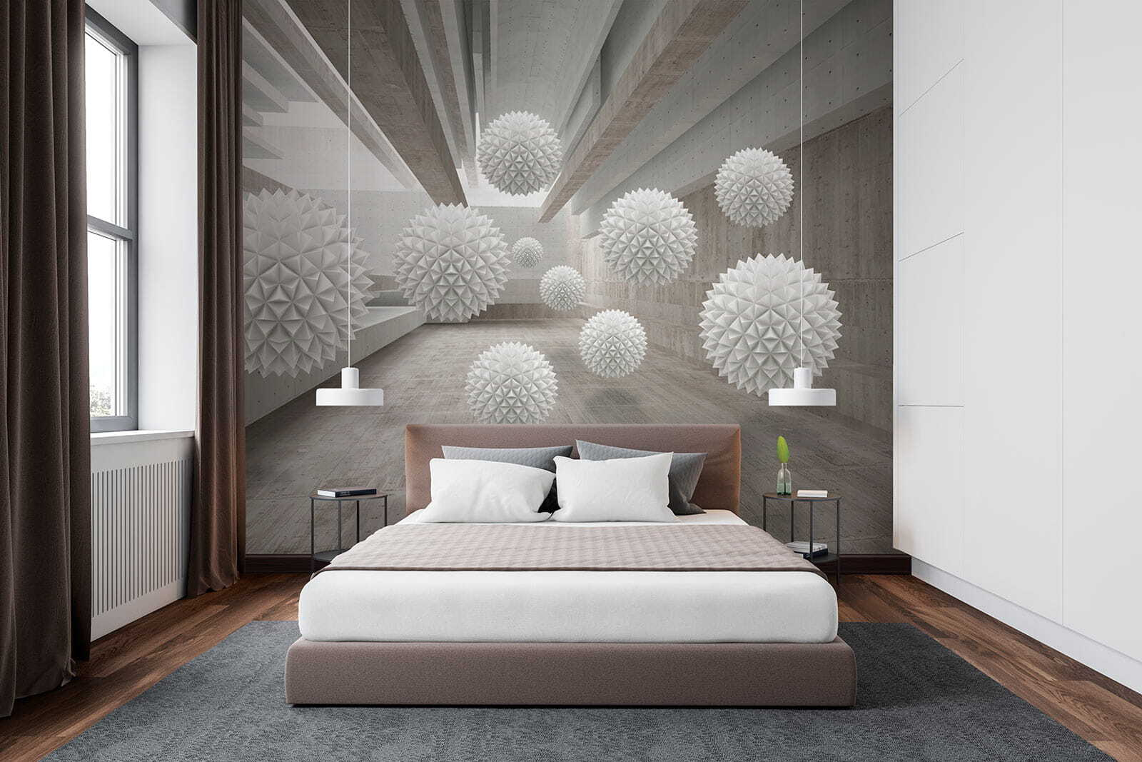 White balls in a room