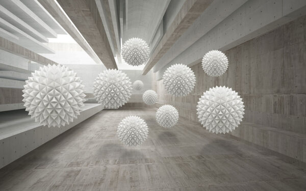 White balls in a room