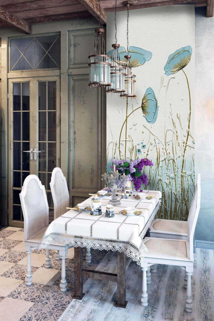 Painting of flowers in a field Painting of flowers in a field