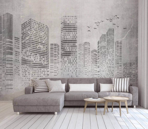 Imagem em escala de cinzentos de uma cidade Imagem em escala de cinzentos de uma cidade