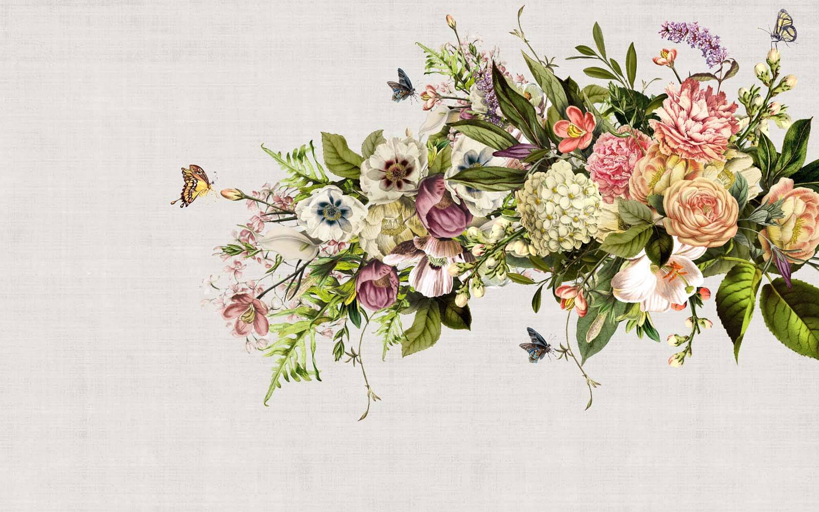 u34636p - Borboleta a voar sobre um ramo de flores - tegory