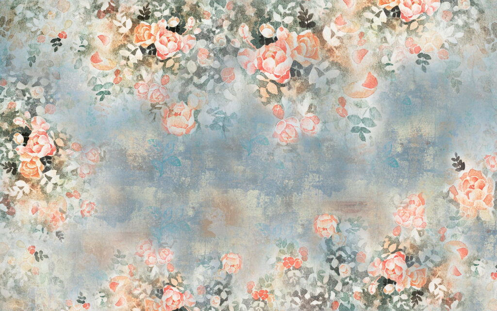 Pintura de flores e folhas Pintura de flores e folhas