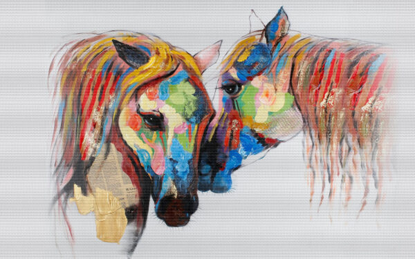 Pintura de cavalos com tinta colorida Pintura de cavalos com tinta colorida