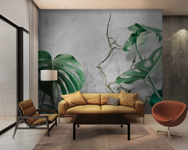 Lush leaves against a textured backdrop