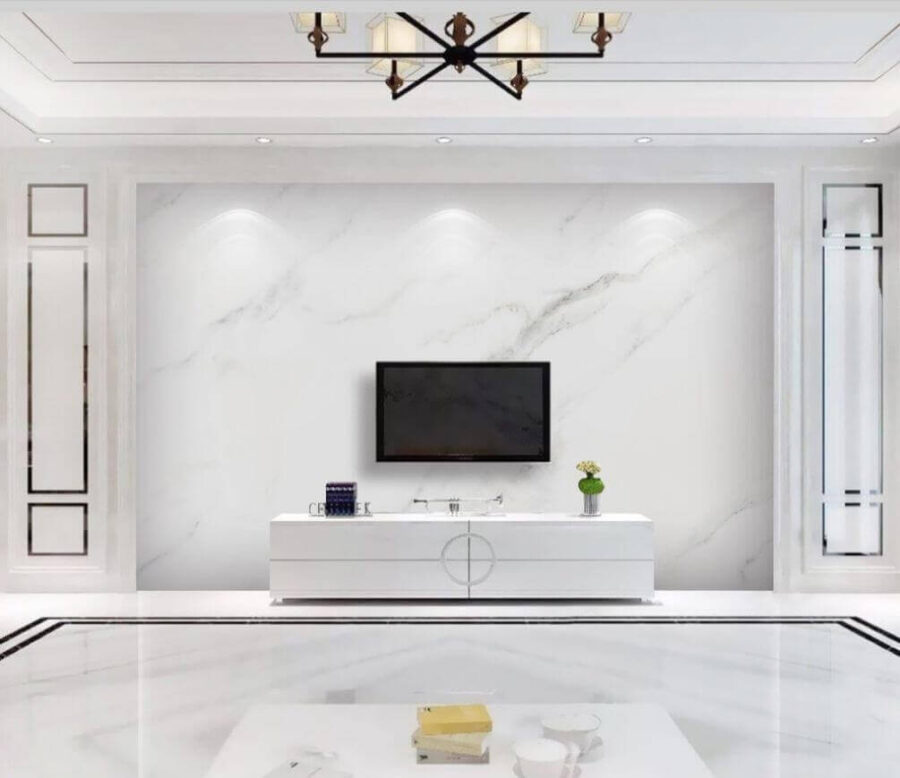 Papel de parede Superfície de mármore branco com veios pretos
