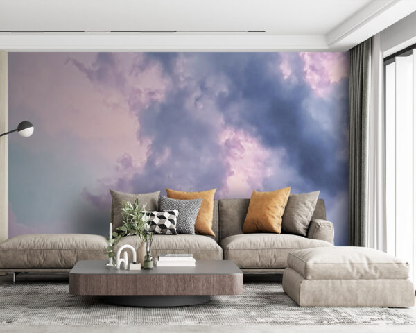 Céu nublado com nuvens cor-de-rosa e azuis Céu nublado com nuvens cor-de-rosa e azuis