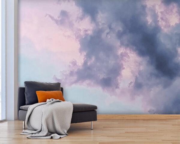 Céu nublado com nuvens cor-de-rosa e azuis Céu nublado com nuvens cor-de-rosa e azuis