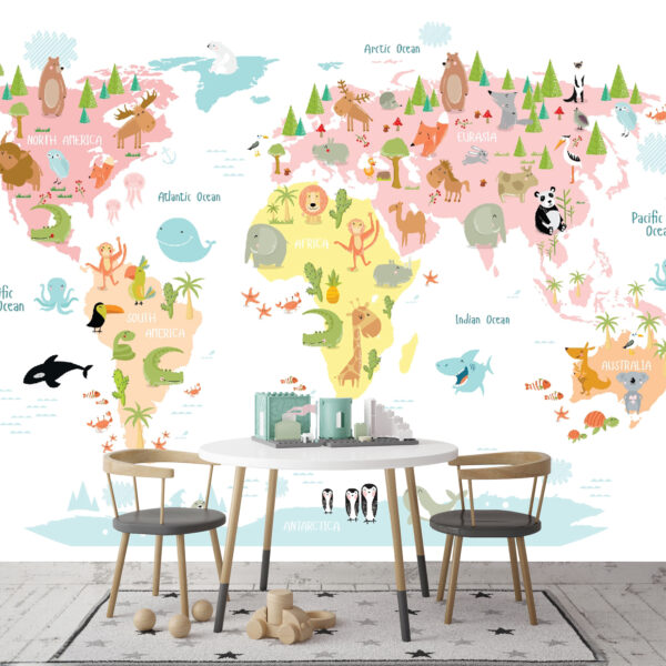 Mapa do mundo com animais Mapa do mundo com animais