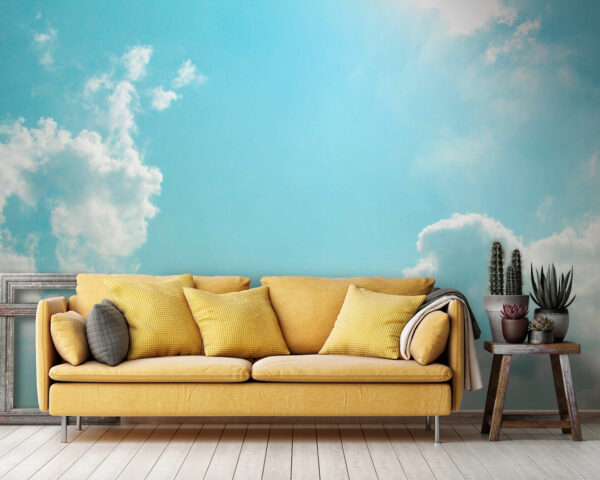 Wall murals Blue sky with clouds and sun Wall murals Blue sky with clouds and sun