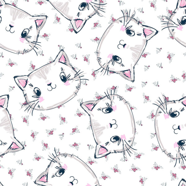 Padrão de gatos num fundo branco Padrão de gatos num fundo branco