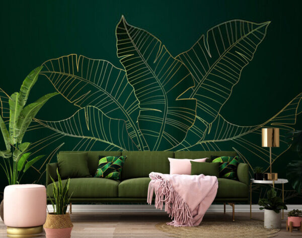 Wall murals Elegant leaves on a dark background Wall murals Elegant leaves on a dark background