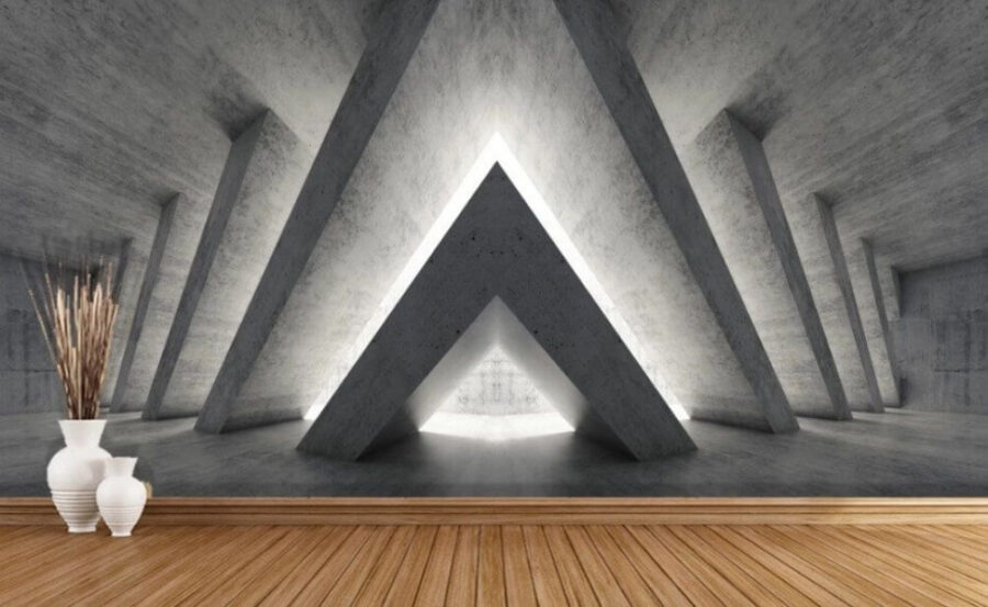 Sala com uma estrutura triangular