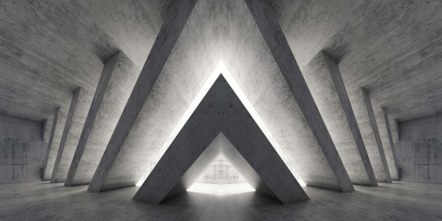 Sala com uma estrutura triangular