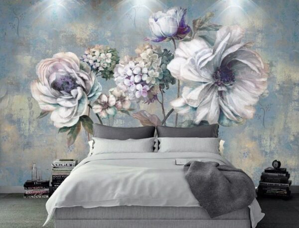 Pintura de flores sobre um fundo azul u30652pib1m 600x459 - Pintura de flores sobre um fundo azul