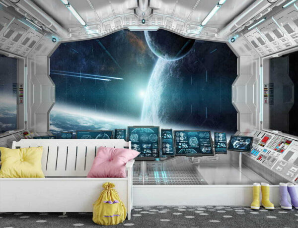 Quarto com biombos e vista para a terra a partir da janela Quarto com biombos e vista para a terra a partir da janela