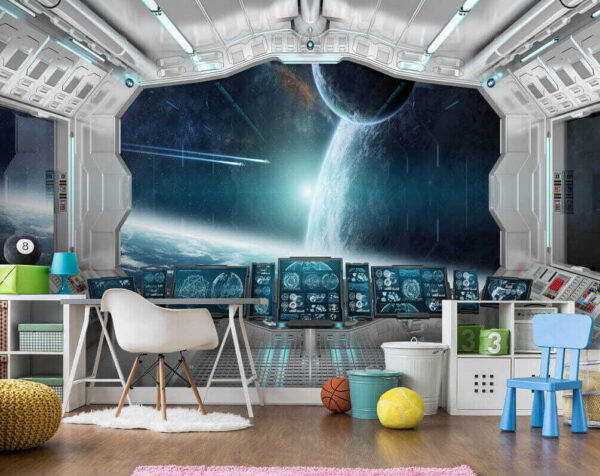 Quarto com biombos e vista para a terra a partir da janela Quarto com biombos e vista para a terra a partir da janela
