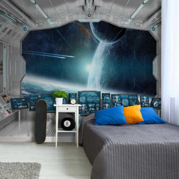 Quarto com biombos e vista para a terra a partir da janela Quarto com biombos e vista para a terra a partir da janela