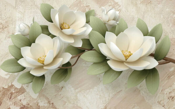 Grupo de flores brancas com folhas verdes Grupo de flores brancas com folhas verdes