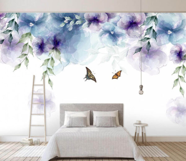 Borboleta e flores com folhas Borboleta e flores com folhas